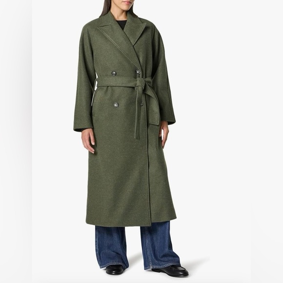 The Drop Jackets & Blazers - The Drop | Women’s Heather Olive Green Double Breasted Long Overcoat M NWT